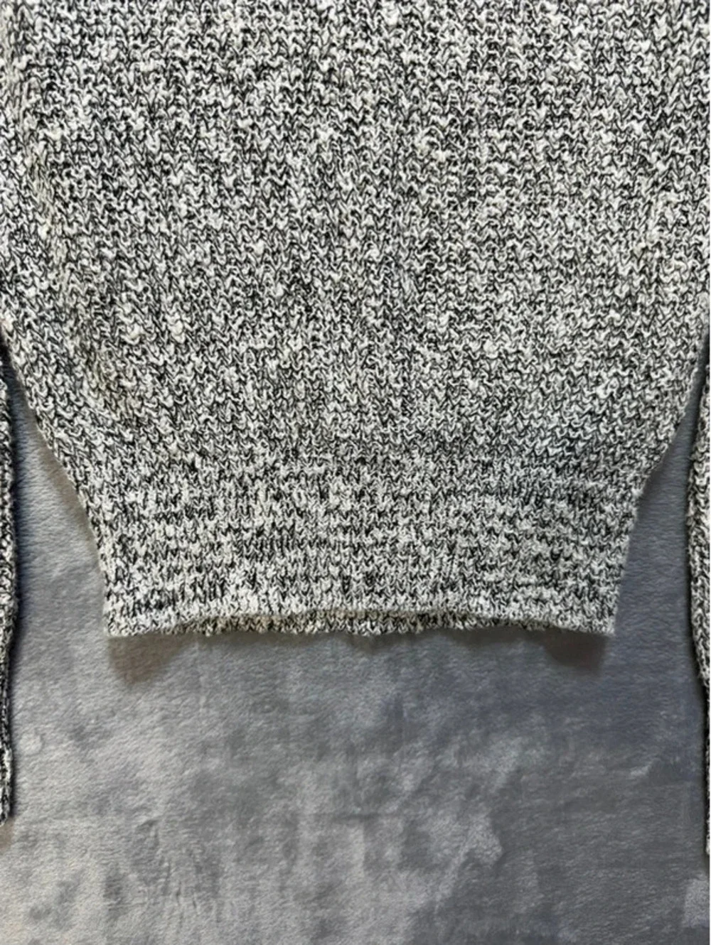 Free People Womens Chunky Knit Sweater Cotton Linen Blend Marled Black White XS
